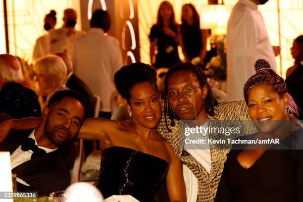 Jay Elis, Regina King, Jeremy O. Harris and Reina King attend the amfAR Cannes Gala 2021 at Villa Eilenroc on July 16, 2021 in Cap d'Antibes, France.