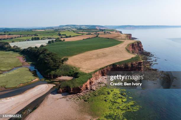 aerial view of budleigh salterton, devon - south west coast path stock pictures, royalty-free photos & images