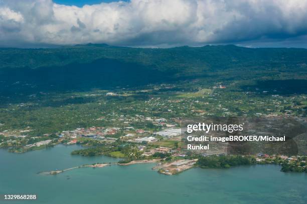 aerial of the island of upolo, samoa, south pacific - samoa aerial stock pictures, royalty-free photos & images