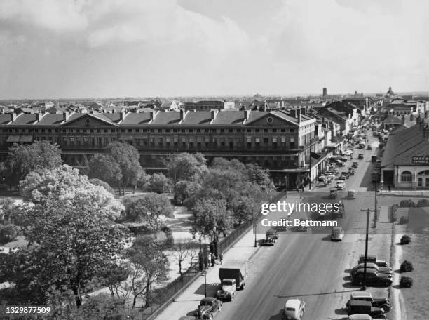 View over one corner of Jackson Square, New Orleans, Louisiana, USA, circa 1937.