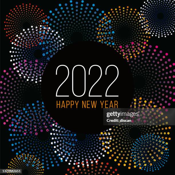 ilustrações de stock, clip art, desenhos animados e ícones de happy new year background with fireworks. winter holiday design template. - new year