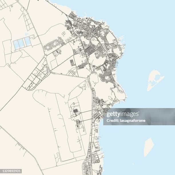 hurghada, egypt vector map - red sea stock illustrations