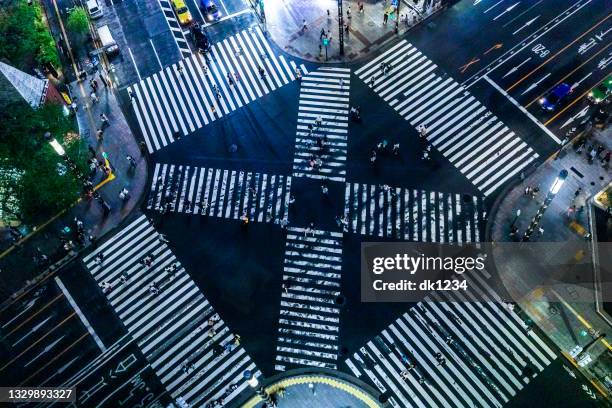 ginza night in tokyo - ginza crossing stock pictures, royalty-free photos & images