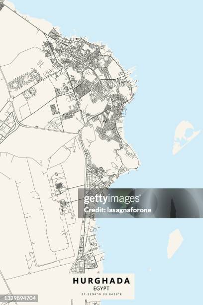 hurghada, egypt vector map - nile river stock illustrations