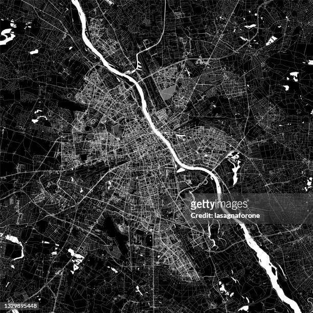 warsaw, poland vector map - warsaw aerial stock illustrations