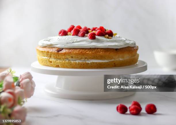 close-up of cake on table - torta foto e immagini stock