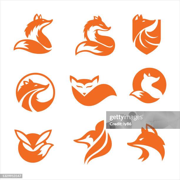 stockillustraties, clipart, cartoons en iconen met fox icons - vos