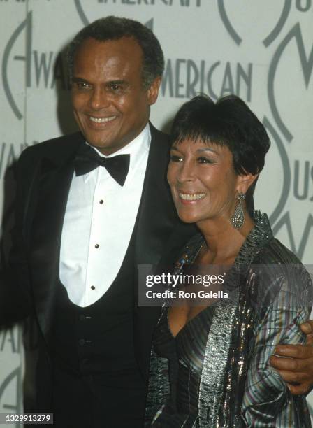 Harry Belafonte and Julie Belafonte attend 13th Annual American Music Awards at the Shrine Auditorium in Los Angeles, California on January 27, 1986.