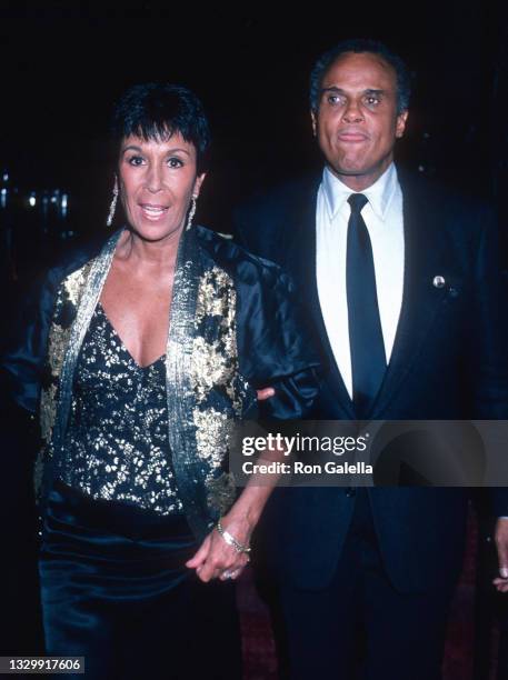 Julie Belafonte and Harry Belafonte attend Martin Luther King Jr Tribute Reception at the New York Hilton Hotel in New York City on January 20, 1986.