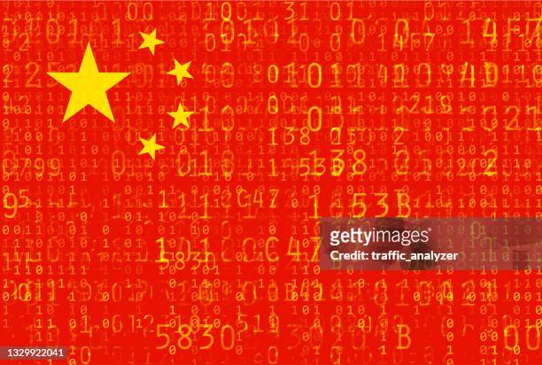 china flag - program code - ransomware stock illustrations