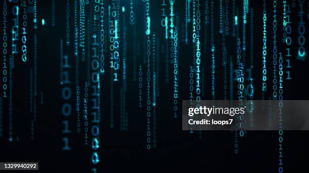 binary code - laptop dark background stock illustrations