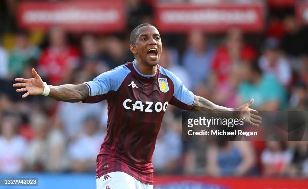 Ashley Young of Aston Villa in action during the pre-season match between Walsall and Aston Villa at the Bescot Stadium on July 21, 2021 in Walsall,...