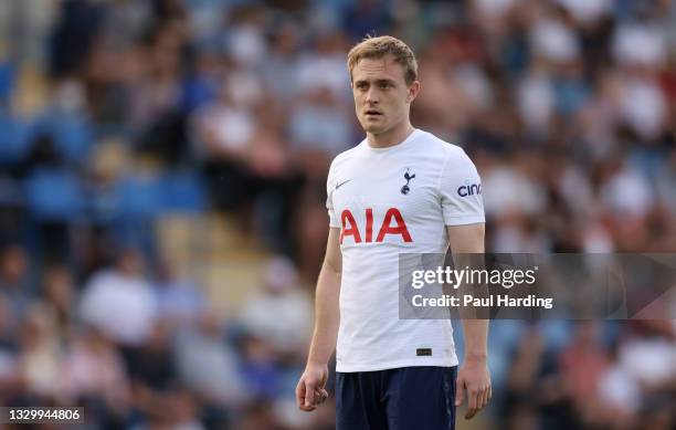 Oliver Skipp of Tottenham Hotspur looks on during the Pre-Season Friendly match between Colchester United and Tottenham Hotspur at JobServe Community...