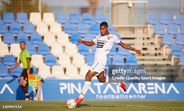 Andy Diouf of Stade Rennais runs with the ball during a Pre-Season friendly match between Getafe and Stade Rennais at Pinatar Arena on July 21, 2021...