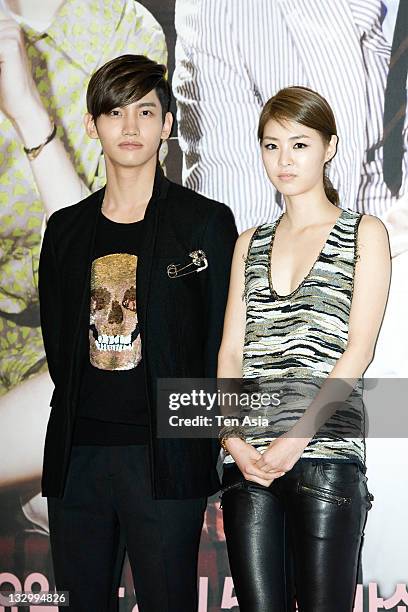 Max, Changmin of Dong Bang Shin Ki and Lee Yeon-Hee attend the SBS Drama "Paradise Ranch" Press Conference at SBS Building on January 18, 2011 in...