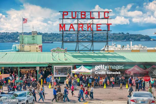 pike place market seattle ee.uu. - seattle fotografías e imágenes de stock