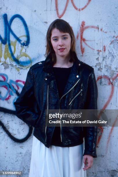 American singer songwriter, guitarist, and writer Suzanne Vega poses for a portrait in May, 1987 in New York City, New York.
