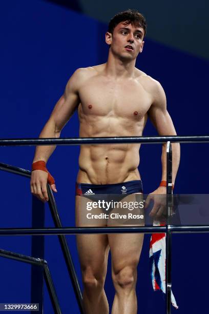 Tom Daley of Team Great Britain during aquatics training at the Tokyo Aquatics Centre ahead of the Tokyo 2020 Olympic Games on July 22, 2021 in...