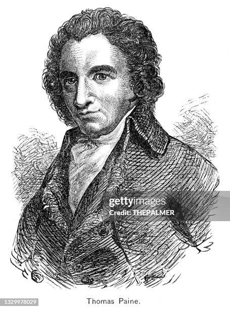 thomas paine engraving 1895 - thomas paine stock illustrations