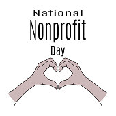 National Nonprofit Day, symbolic heart from hands, concept for banner or poster