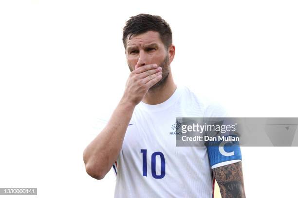 Andre-Pierre Gignac of Team France reacts prior to the Men's First Round Group A match between Mexico and France during the Tokyo 2020 Olympic Games...