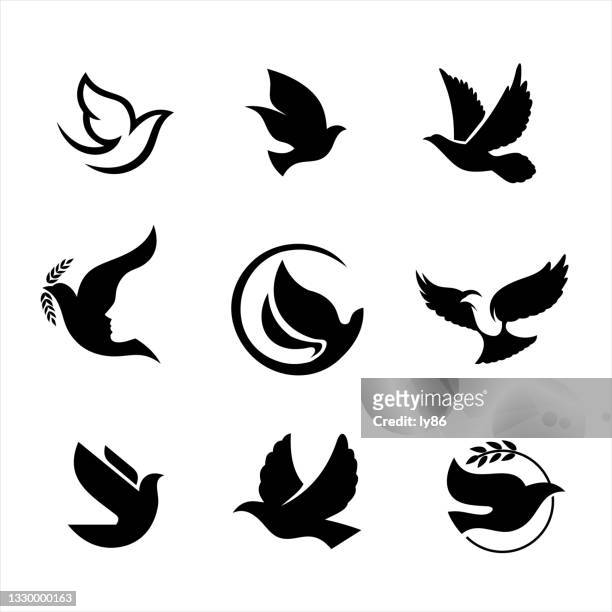 ilustraciones, imágenes clip art, dibujos animados e iconos de stock de iconos de paloma - pájaro