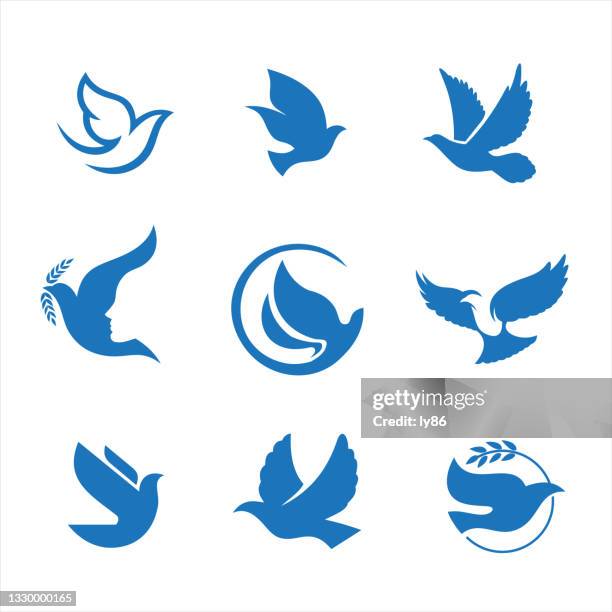 dove icons - bird vector stock illustrations