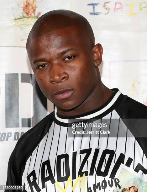 Genasis attends Isaiah Rashad's "The House Is Burning" album listening event at Two Bit Circus on July 21, 2021 in Los Angeles, California.