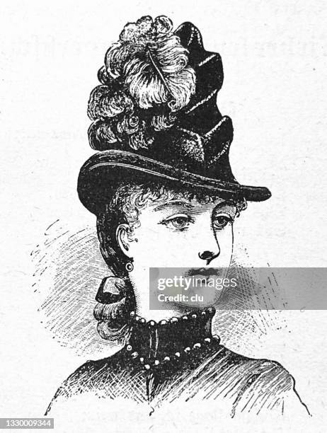 latest fashion: springtime hat - 1880s stock illustrations