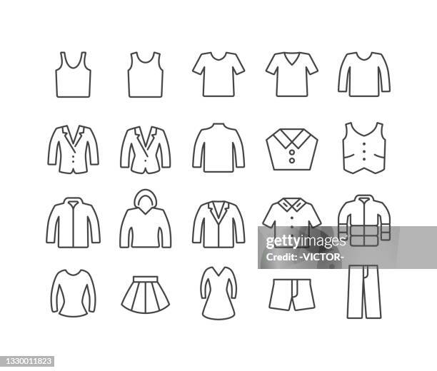 clothing icons - classic line series - waistcoat stock illustrations