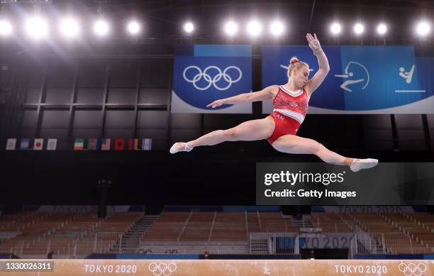 Elsabeth Black of Team Canada on balance beam during Women's Podium Training ahead of the Tokyo 2020 Olympic Games on July 22, 2021 in Tokyo, Japan.