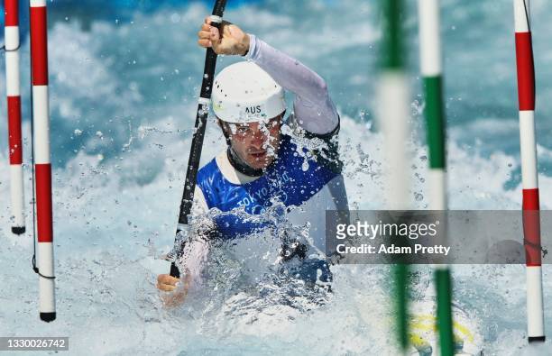 Lucien Delfour of Team Australia during training at the Kasai Canoe Slalom Center ahead of the Tokyo 2020 Olympic Games on July 22, 2021 in Tokyo,...