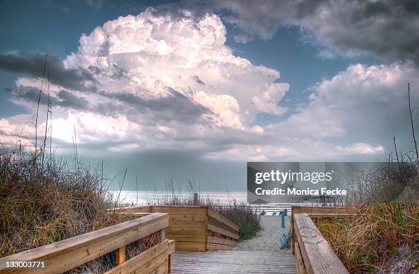 boardwalk to sandy beach - myrtle beach stock pictures, royalty-free photos & images