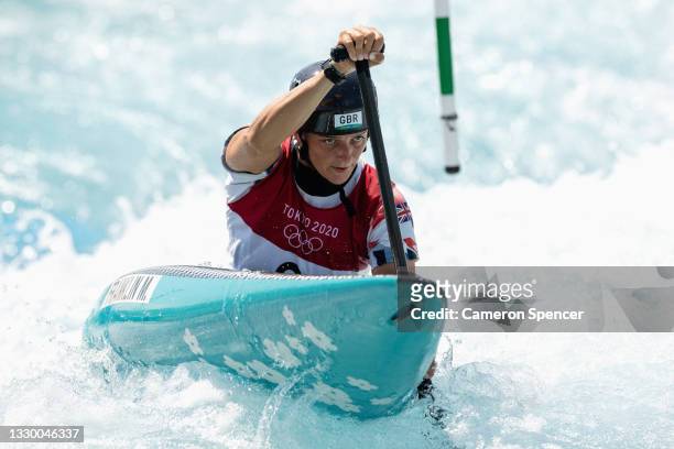 Mallory Franklin of Team Great Britain trains at the Kasai Canoe Slalom Centre ahead of the Tokyo 2020 Olympic Games on July 22, 2021 in Tokyo, Japan.