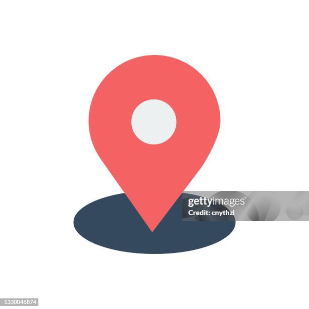 ilustrações, clipart, desenhos animados e ícones de ícone plano de localização. ilustração vetorial de design plano - map pin icon