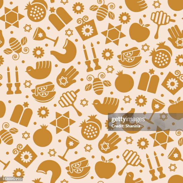 rosch haschana nahtloses muster - v1 - rosch haschana stock-grafiken, -clipart, -cartoons und -symbole