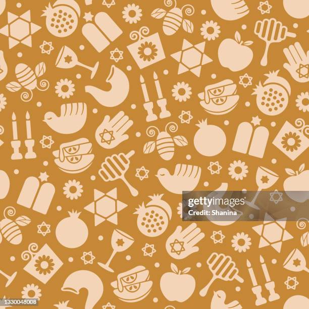 rosh hashanah seamless pattern - v2 - apple background stock illustrations
