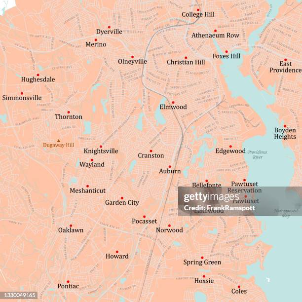 stockillustraties, clipart, cartoons en iconen met ri providence cranston vector road map - providence rhode island