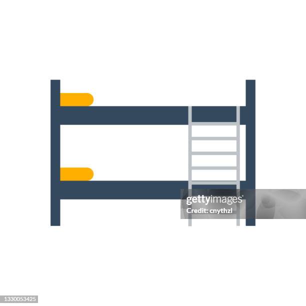 bunk bed flat icon. flat design vector illustration - bunkbed stock illustrations