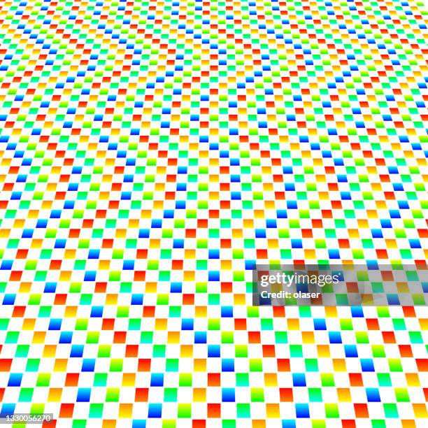 colorful squares fine checked pattern on white. perspective. - small square texture stock illustrations