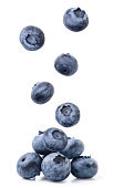 Blueberry drops on a heap on a white background. Isolated