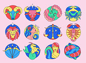 Set of traditional western zodiac signs