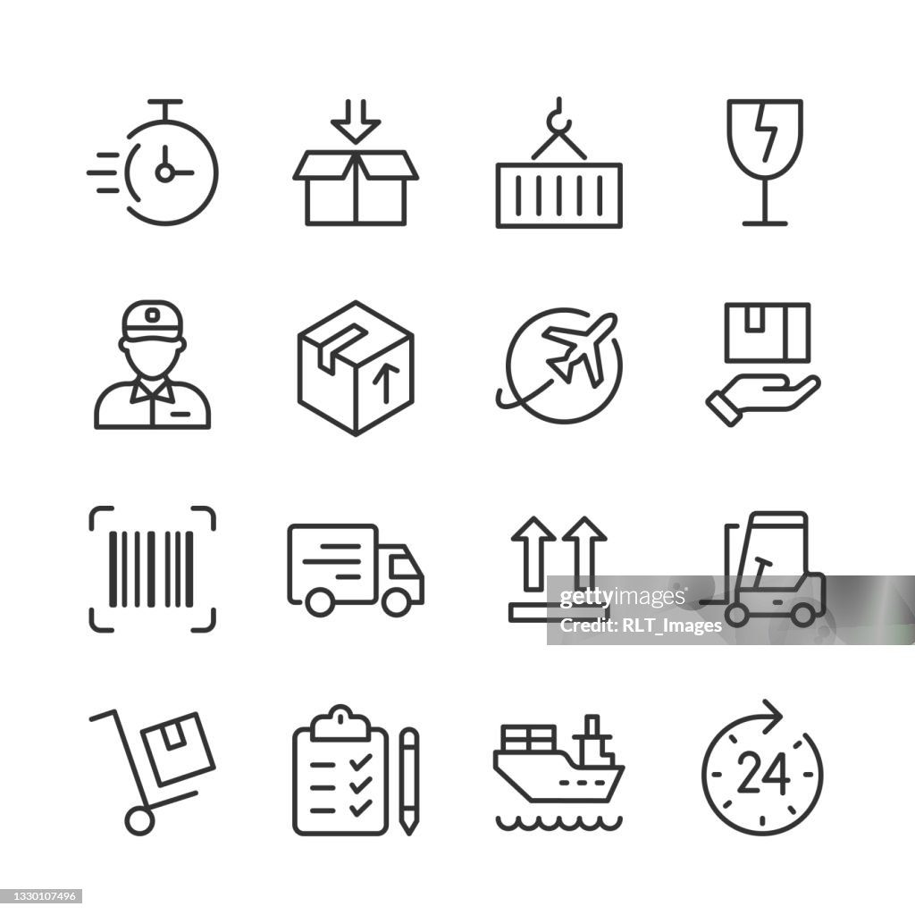 Shipping & Logistics Icons — Monoline Series