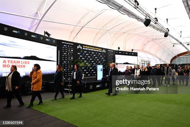 Derek Lardelli and Ngāti Whātua Ōrākei bless the New Zealand Olympic headquarters following at The Cloud on July 23, 2021 in Auckland, New Zealand.