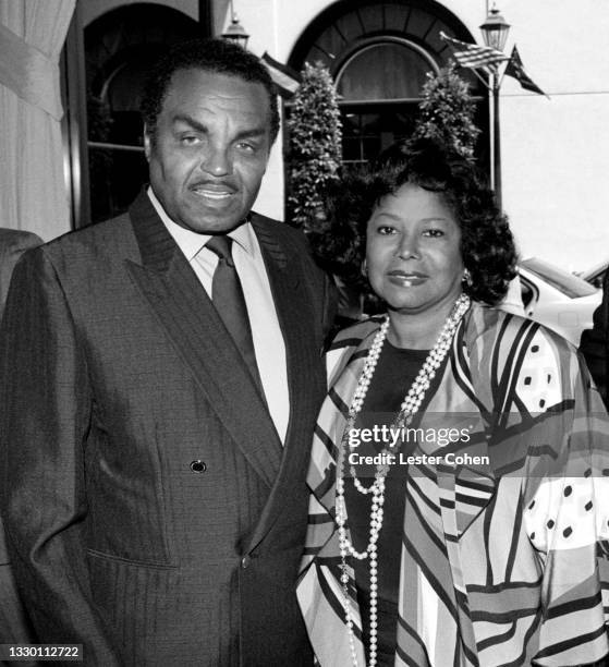 American talent manager and patriarch of the Jackson family Joe Jackson and wife Katherine Jackson, parents of Michael Jackson, pose for a portrait...