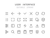 User Interface Thin Line icons Editable Stroke