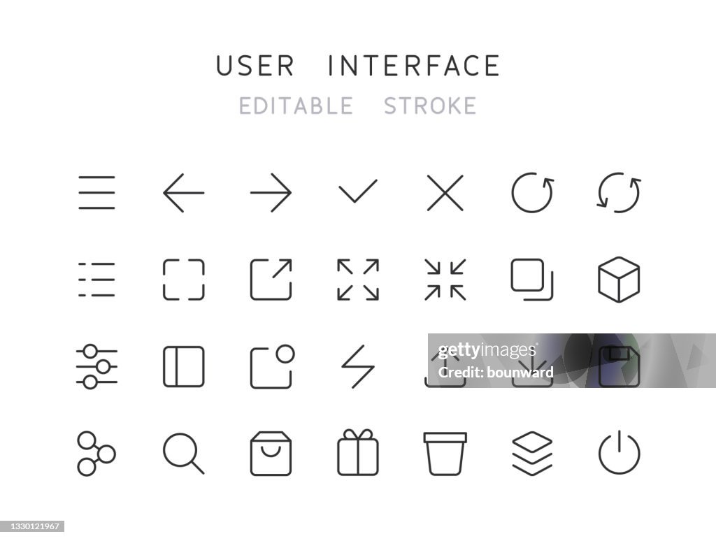 User Interface Thin Line icons Editable Stroke