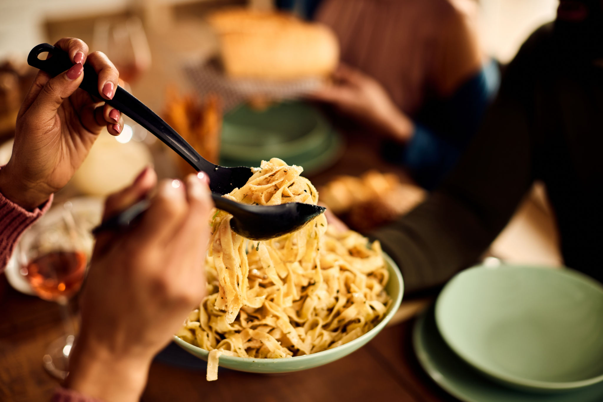 serving fresh pasta