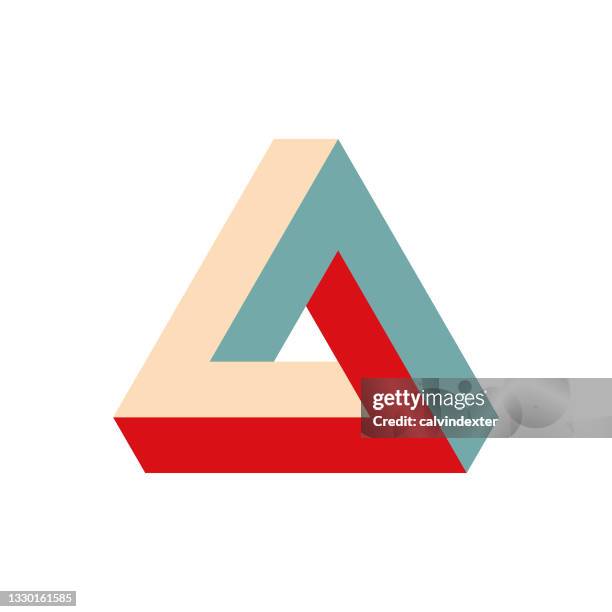 penrose impossible triangle shape design - penrose triangle stock illustrations