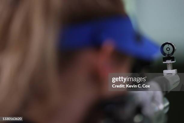 Alison Marie Weisz of Team United States practices during the 10m Air Rifle Women's Pre-Event Training ahead of the Tokyo 2020 Olympic Games at Asaka...